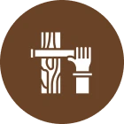Hand with woodworking tool logo