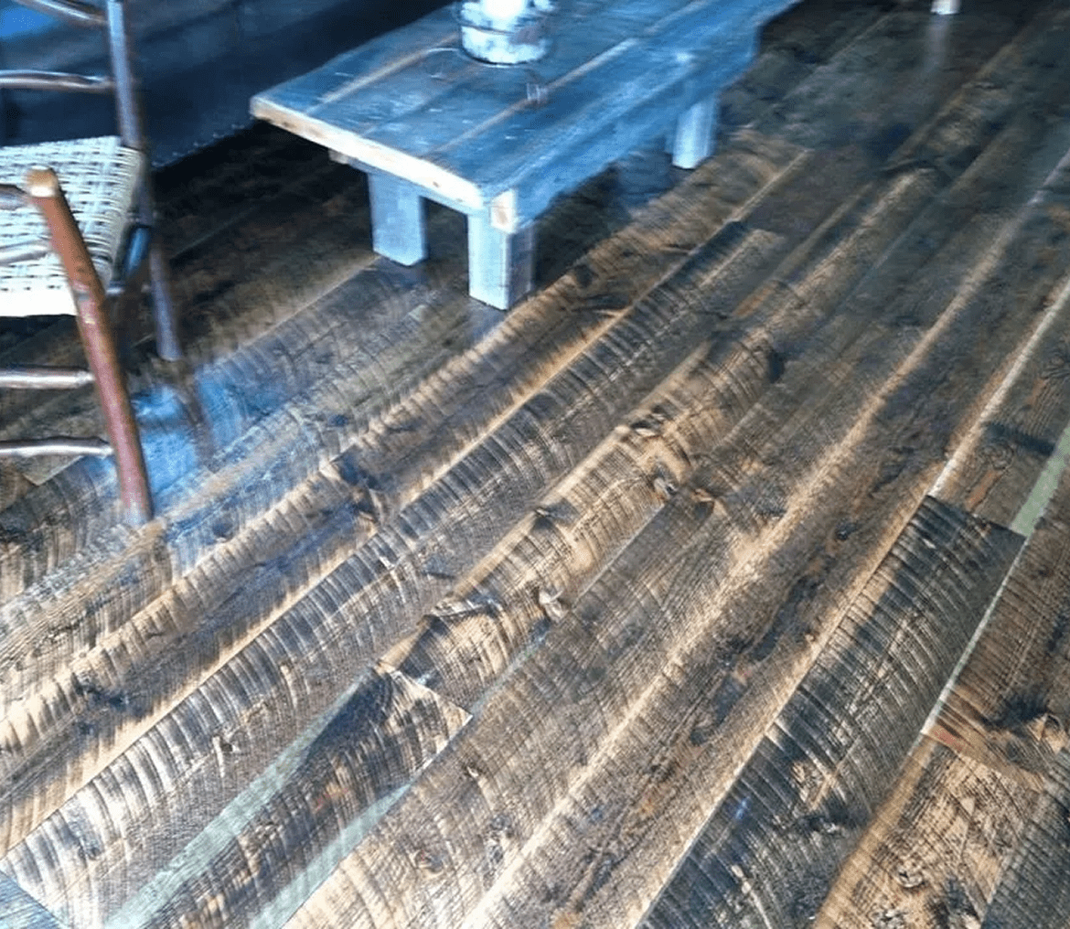 Rustic interior with wooden flooring and table