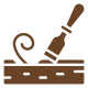 Carving chisel and wood shavings